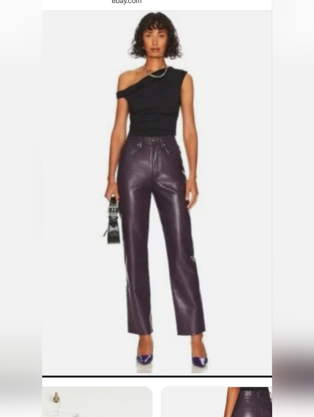 Agolde Women's Deep Purple Leather Straight Jeans
